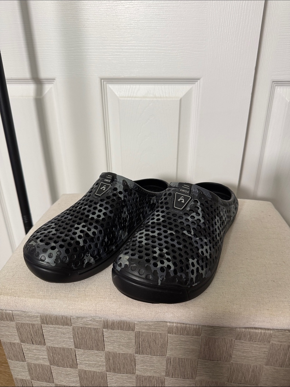 Black Camouflage Perforated Slip-On Clogs
